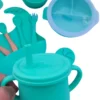 set de silicona con tapa verde menta vaso thebukids