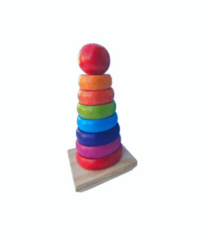 Torre de apilamiento de madera Juguete didáctico de madera Apilador de madera Juguete para niños de 3 años Juguete de motricidad fina Torre de anillos de madera