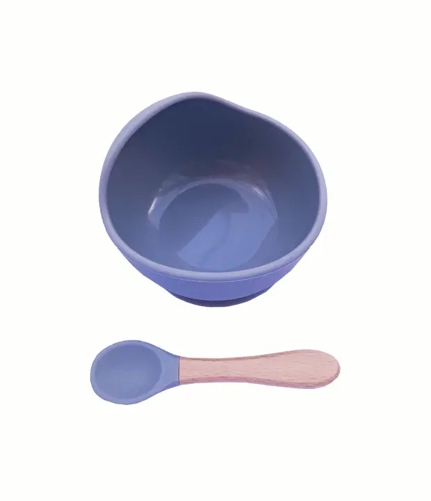 Plato con ventosa para bebé Set de alimentación para bebé Bowl de silicona para bebé Vajilla para bebé Plato para Baby Led Weaning (BLW) Cuchara de silicona para bebé