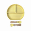 Plato de silicona para bebé Plato con divisiones Plato con ventosa para bebé Set de alimentación BLW Vajilla para bebé Plato y cubiertos para bebé