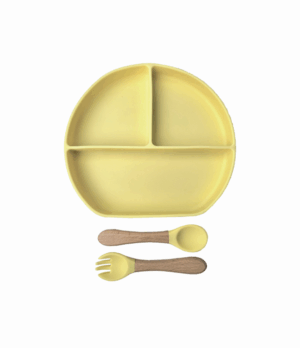 Plato de silicona para bebé Plato con divisiones Plato con ventosa para bebé Set de alimentación BLW Vajilla para bebé Plato y cubiertos para bebé