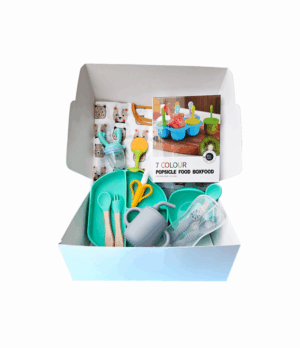 Set alimentación complementaria Box alimentación bebé Kit Baby Led Weaning (BLW) Vajilla de silicona para bebé Plato con ventosa Babero de silicona Chupete para fruta Mordedor de silicona Regalo baby shower Libre de BPA Primeros alimentos bebé TheBuKids alimentación infantil