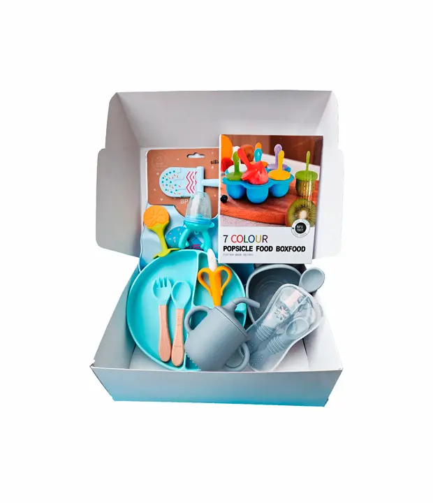 Set de alimentación complementaria Kit de inicio de alimentación bebé Regalo para baby shower Mega set de alimentación Vajilla completa para bebé Set de inicio BLW (Baby-Led Weaning)