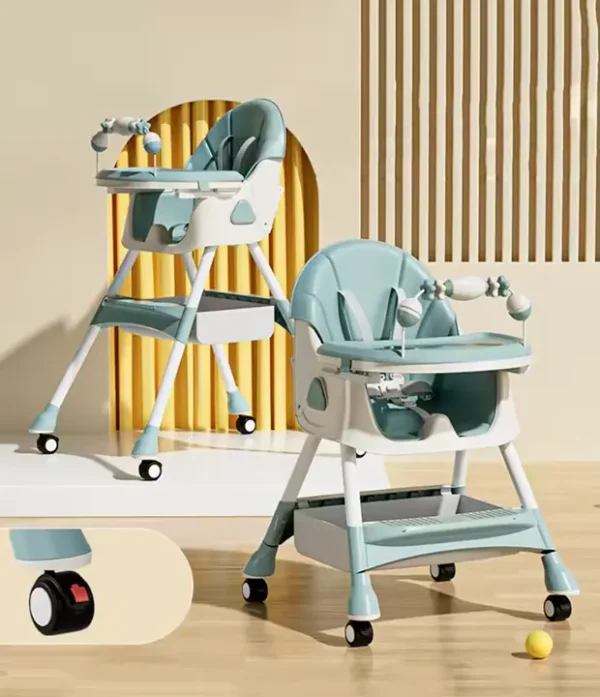 silla de comer para bebé, silla alta bebé, silla multifuncional bebé, silla mecedora bebé, silla con ruedas bebé, silla TheBuKids, silla alimentación complementaria, silla 5 en 1 bebé