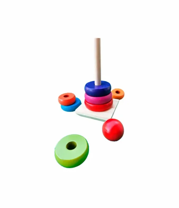 apilador-de-madera-de-colores-del-arcoiris-rainbow-para-bebes-y-niños-thebukids Pirámide de madera Smart Squirrel con 8 anillos de colores para niños, juguete educativo para motricidad fina y aprendizaje visual